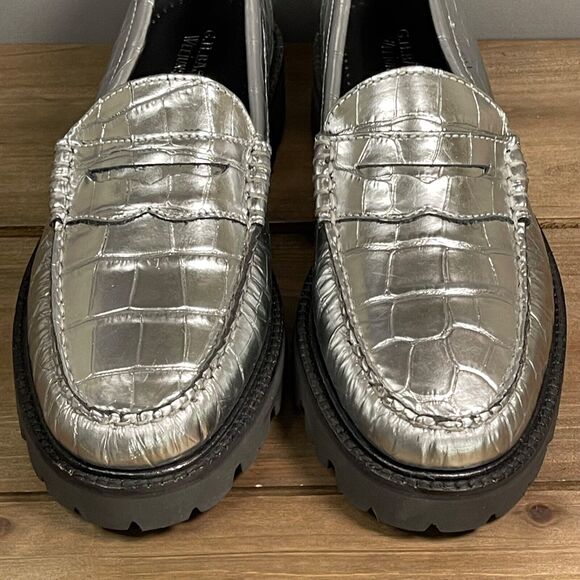 G.H. Bass Weejuns Women's Whitney Super Lug Loafer Size 9.5 Silver Metallic - Picture 4 of 15